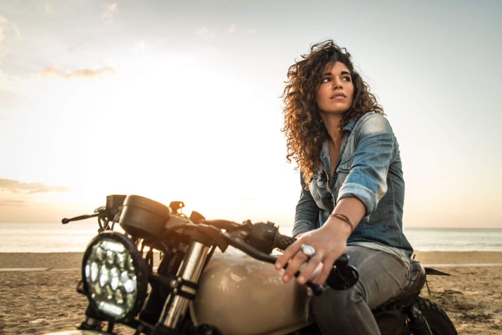 Girl on motorbike